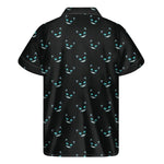 Black Cheshire Cat Pattern Print Men's Short Sleeve Shirt