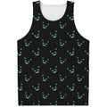 Black Cheshire Cat Pattern Print Men's Tank Top