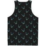 Black Cheshire Cat Pattern Print Men's Tank Top