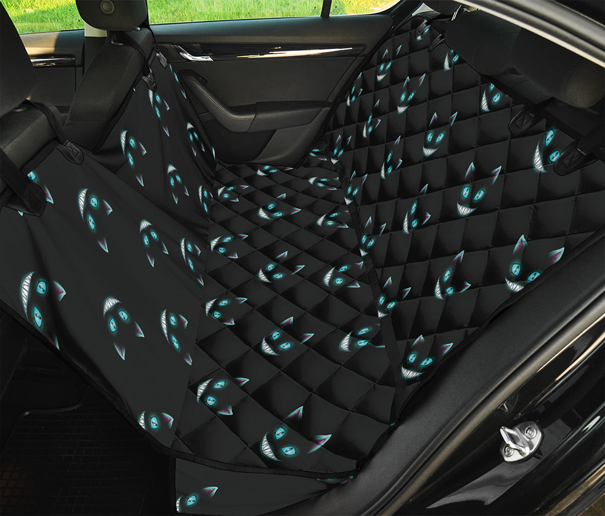 Black Cheshire Cat Pattern Print Pet Car Back Seat Cover