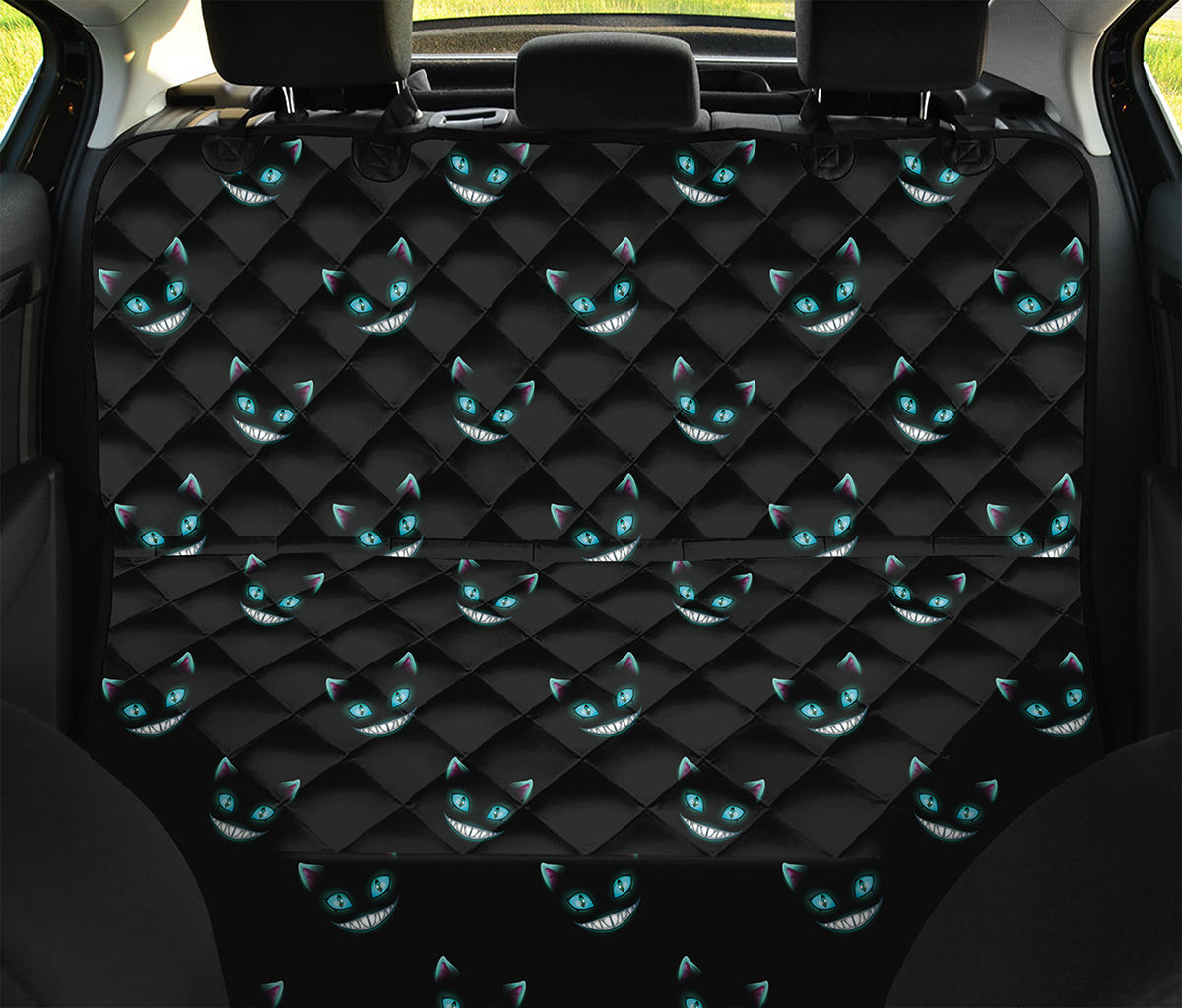 Black Cheshire Cat Pattern Print Pet Car Back Seat Cover