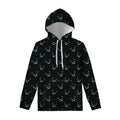 Black Cheshire Cat Pattern Print Pullover Hoodie