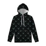 Black Cheshire Cat Pattern Print Pullover Hoodie