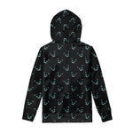 Black Cheshire Cat Pattern Print Pullover Hoodie