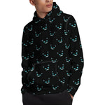 Black Cheshire Cat Pattern Print Pullover Hoodie