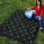 Black Cheshire Cat Pattern Print Quilt