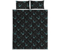 Black Cheshire Cat Pattern Print Quilt Bed Set