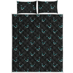Black Cheshire Cat Pattern Print Quilt Bed Set