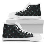 Black Cheshire Cat Pattern Print White High Top Shoes