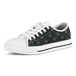 Black Cheshire Cat Pattern Print White Low Top Shoes