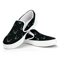 Black Cheshire Cat Pattern Print White Slip On Sneakers