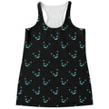 Black Cheshire Cat Pattern Print Women's Racerback Tank Top