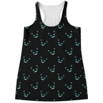 Black Cheshire Cat Pattern Print Women's Racerback Tank Top