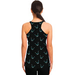 Black Cheshire Cat Pattern Print Women's Racerback Tank Top