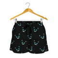 Black Cheshire Cat Pattern Print Women's Shorts