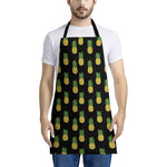 Black Cute Pineapple Pattern Print Apron