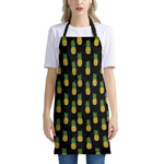 Black Cute Pineapple Pattern Print Apron