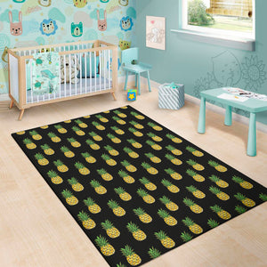 Black Cute Pineapple Pattern Print Area Rug