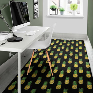 Black Cute Pineapple Pattern Print Area Rug