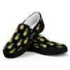 Black Cute Pineapple Pattern Print Black Slip On Shoes