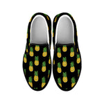 Black Cute Pineapple Pattern Print Black Slip On Shoes