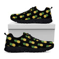 Black Cute Pineapple Pattern Print Black Running Shoes