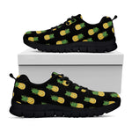 Black Cute Pineapple Pattern Print Black Sneakers