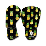 Black Cute Pineapple Pattern Print Boxing Gloves
