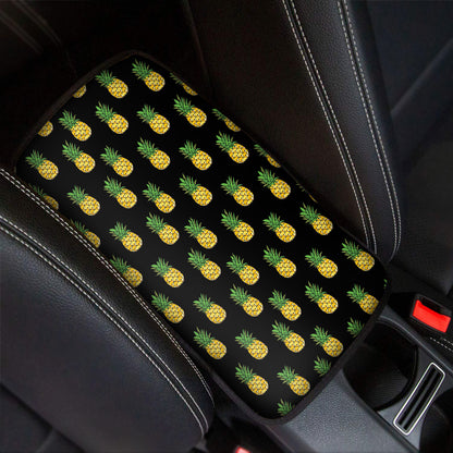Black Cute Pineapple Pattern Print Car Center Console Cover
