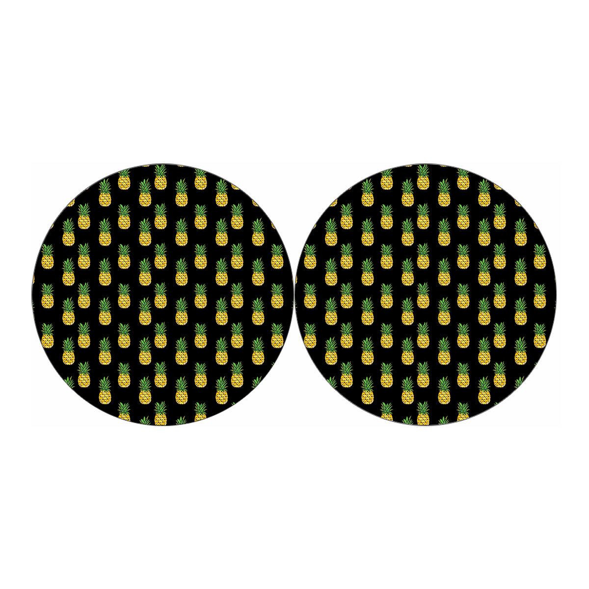 Black Cute Pineapple Pattern Print Car Coasters
