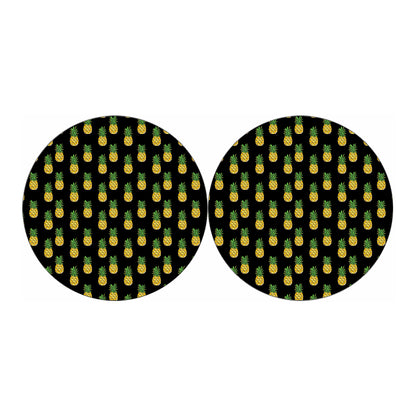 Black Cute Pineapple Pattern Print Car Coasters