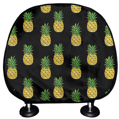 Black Cute Pineapple Pattern Print Car Headrest Covers