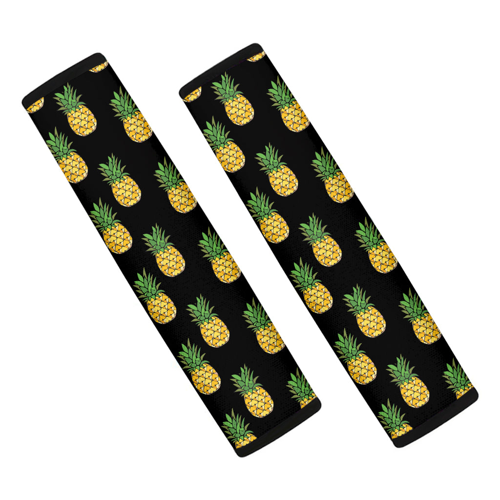 Black Cute Pineapple Pattern Print Car Seat Belt Covers