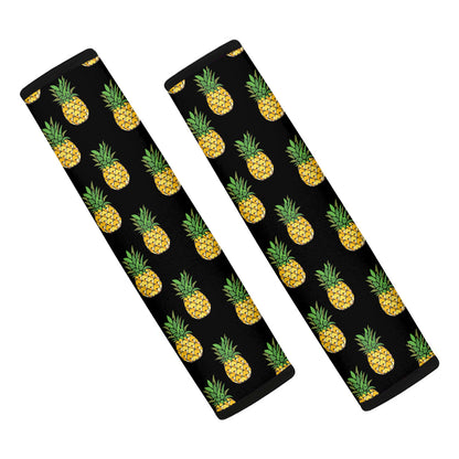 Black Cute Pineapple Pattern Print Car Seat Belt Covers