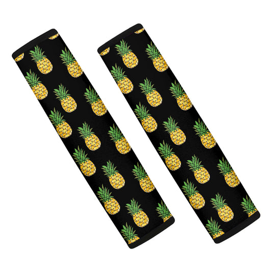 Black Cute Pineapple Pattern Print Car Seat Belt Covers