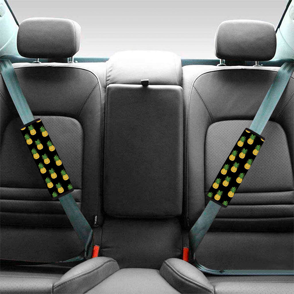 Black Cute Pineapple Pattern Print Car Seat Belt Covers