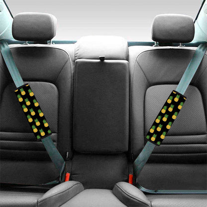 Black Cute Pineapple Pattern Print Car Seat Belt Covers