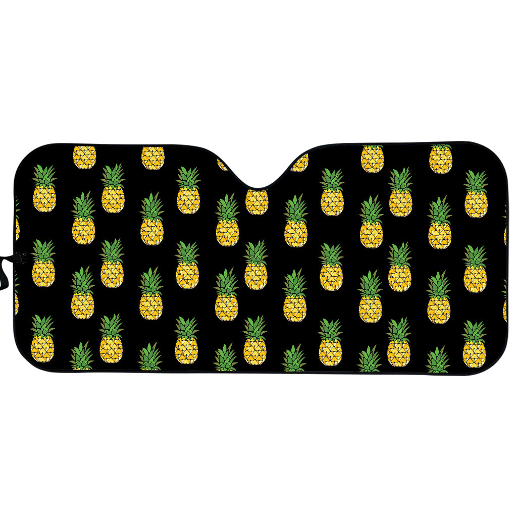 Black Cute Pineapple Pattern Print Car Sun Shade