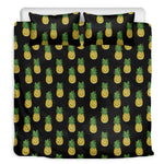 Black Cute Pineapple Pattern Print Duvet Cover Bedding Set