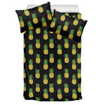 Black Cute Pineapple Pattern Print Duvet Cover Bedding Set