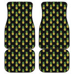 Black Cute Pineapple Pattern Print Front and Back Car Floor Mats