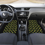 Black Cute Pineapple Pattern Print Front and Back Car Floor Mats