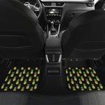 Black Cute Pineapple Pattern Print Front and Back Car Floor Mats