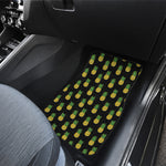 Black Cute Pineapple Pattern Print Front and Back Car Floor Mats