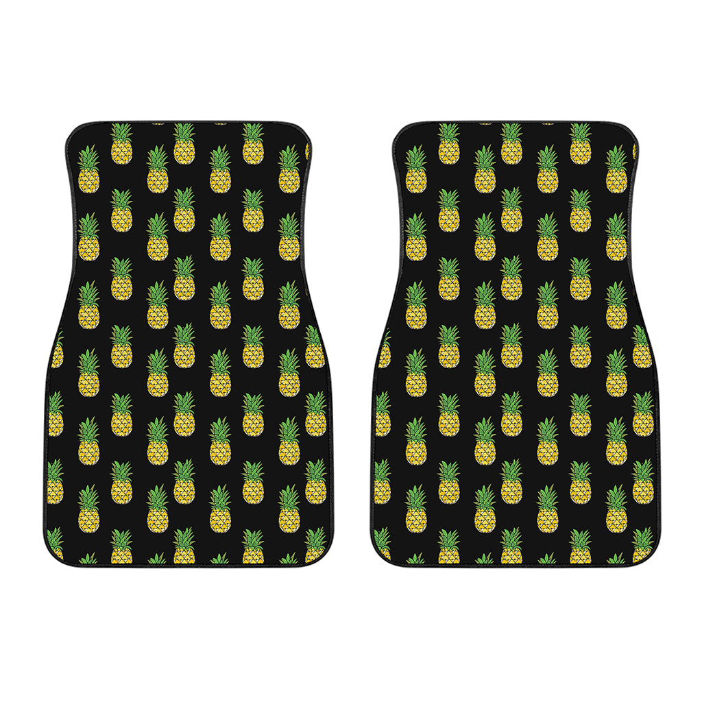 Black Cute Pineapple Pattern Print Front Car Floor Mats