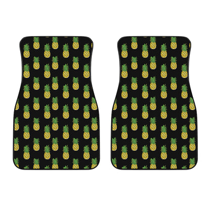 Black Cute Pineapple Pattern Print Front Car Floor Mats