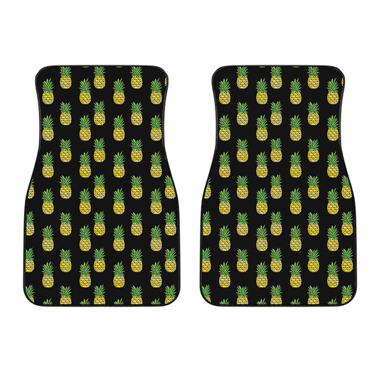 Black Cute Pineapple Pattern Print Front Car Floor Mats