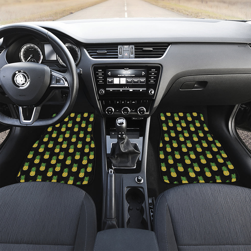 Black Cute Pineapple Pattern Print Front Car Floor Mats