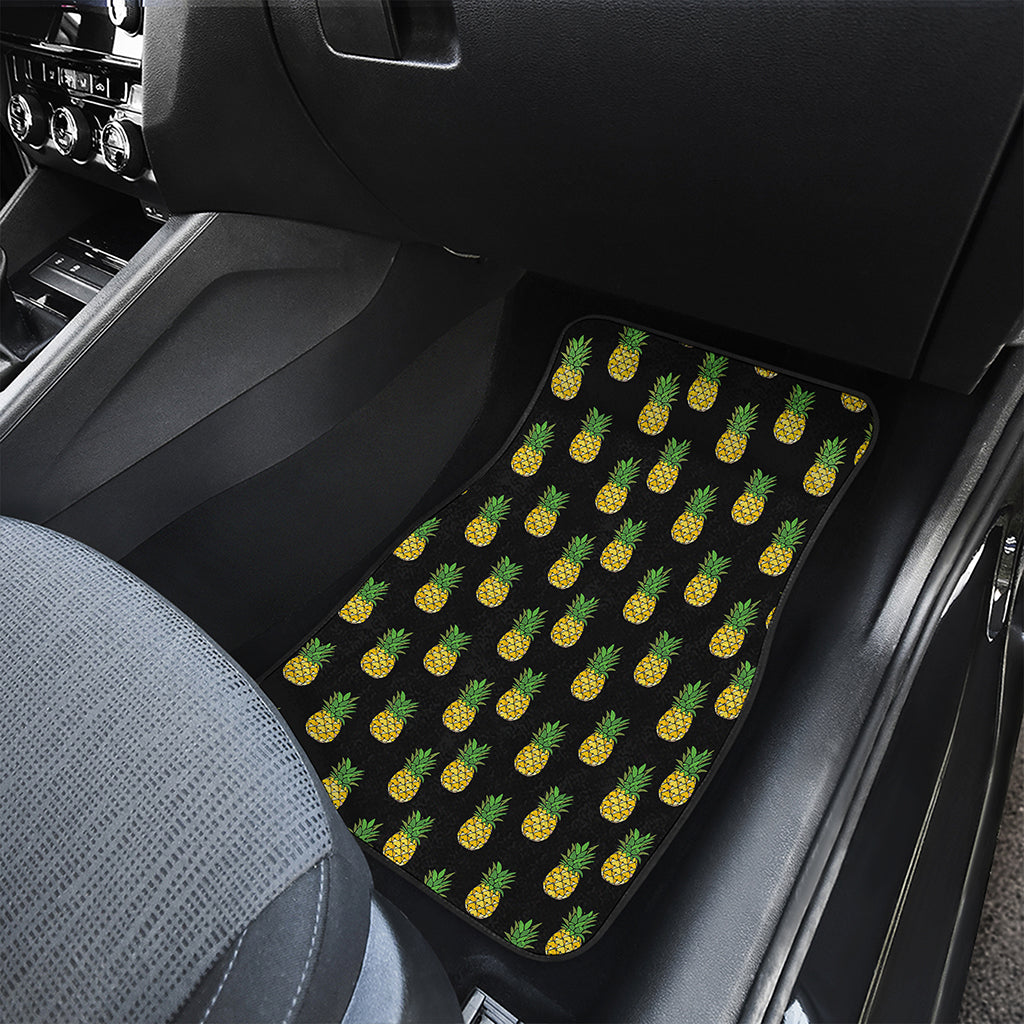 Black Cute Pineapple Pattern Print Front Car Floor Mats