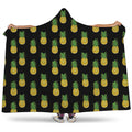 Black Cute Pineapple Pattern Print Hooded Blanket